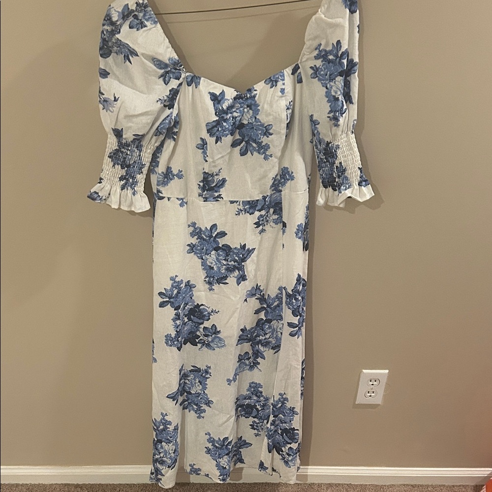 Floral Blue and White Women's Dress